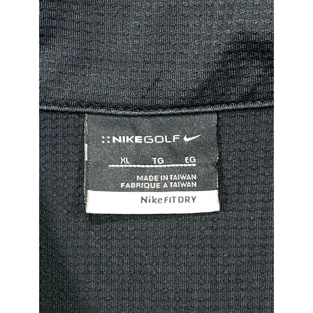 Nike Large GOLF FitDry Men's Polo Black Textured Raised Knit Collar Short Sleeve